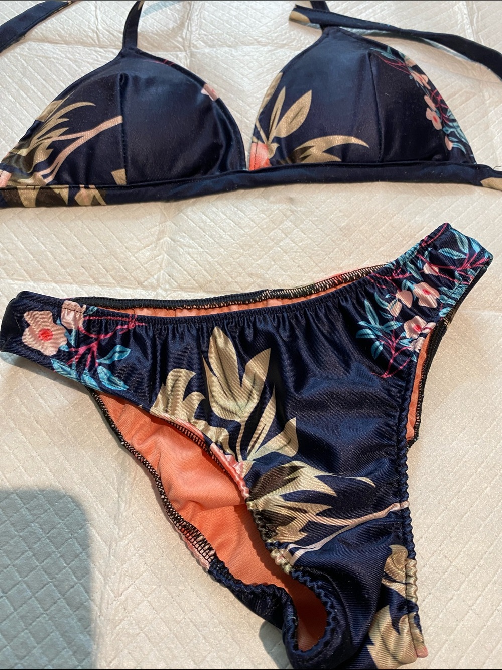 Floral Navy Bikini Set - Women's Swim